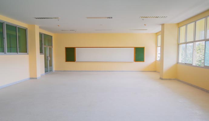 internal decoration renovate and painting work and whiteboard in classroom