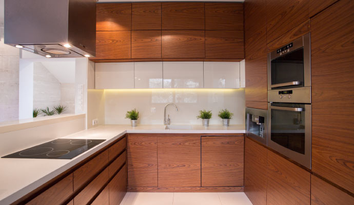 Modern kitchen with fresh cabinets