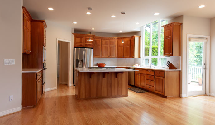 Kitchen with wooden cabinets