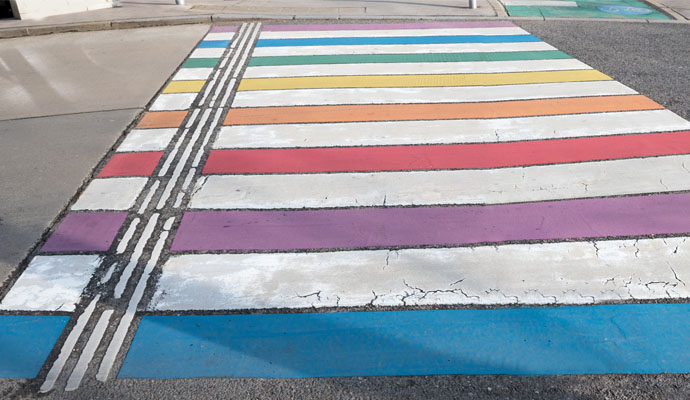 colorful road crossing walkway