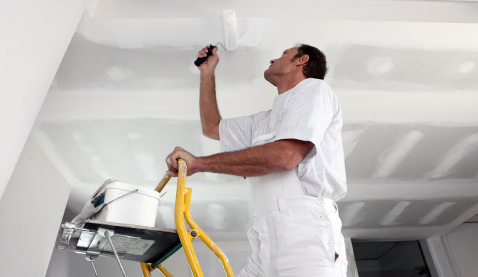 An Expert painting the ceiling of a room