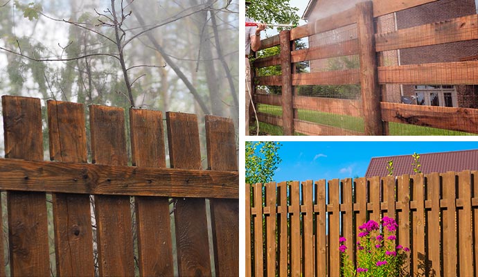 Collage of old wooden fence